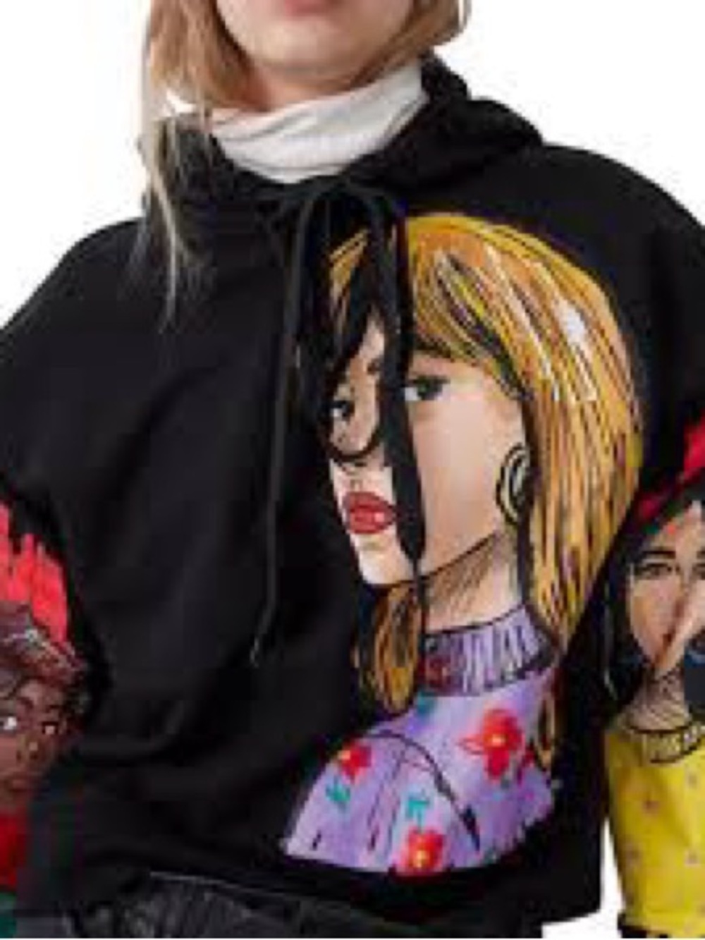 Zara black hoodie Women's Hoodie with artwork in size L NWT